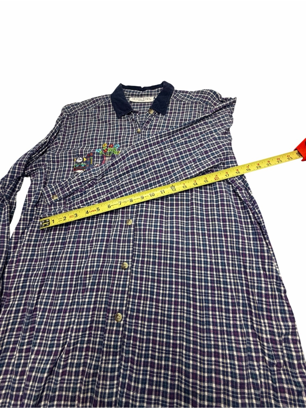Vintage Victoria Jones Woman 20W Plaid Button Front Shirt Teacher Books Cat - Picture 5 of 13